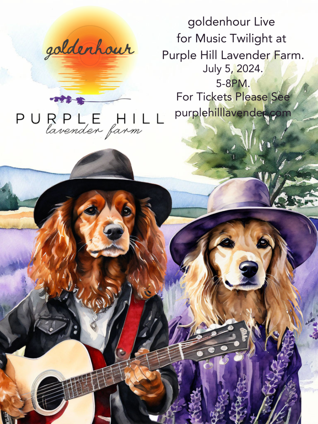 goldenhour Live at Purple Hill Lavender Farm. July 5, 2024. 5-8PM.&nbsp;*Ticketed.