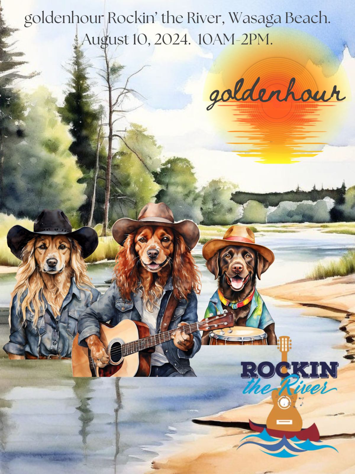 goldenhour Rockin’ the River, Live in Wasaga Beach. August 10, 2024.&nbsp;10AM-2PM.